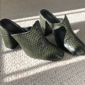 UO olive green mules
